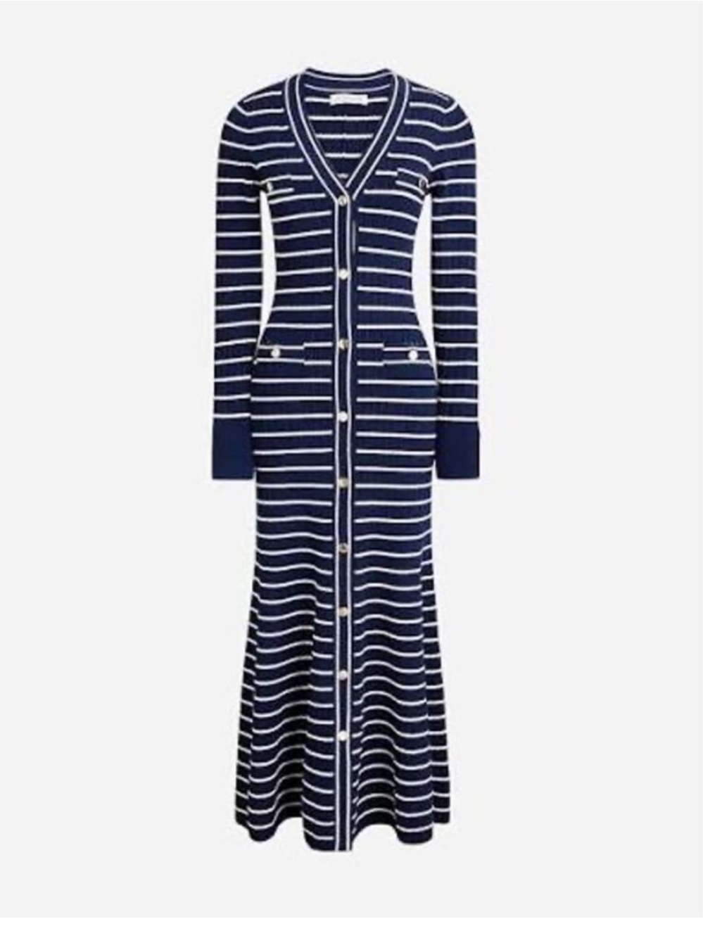 J.Crew Navy & White Striped Long Cardigan Dress